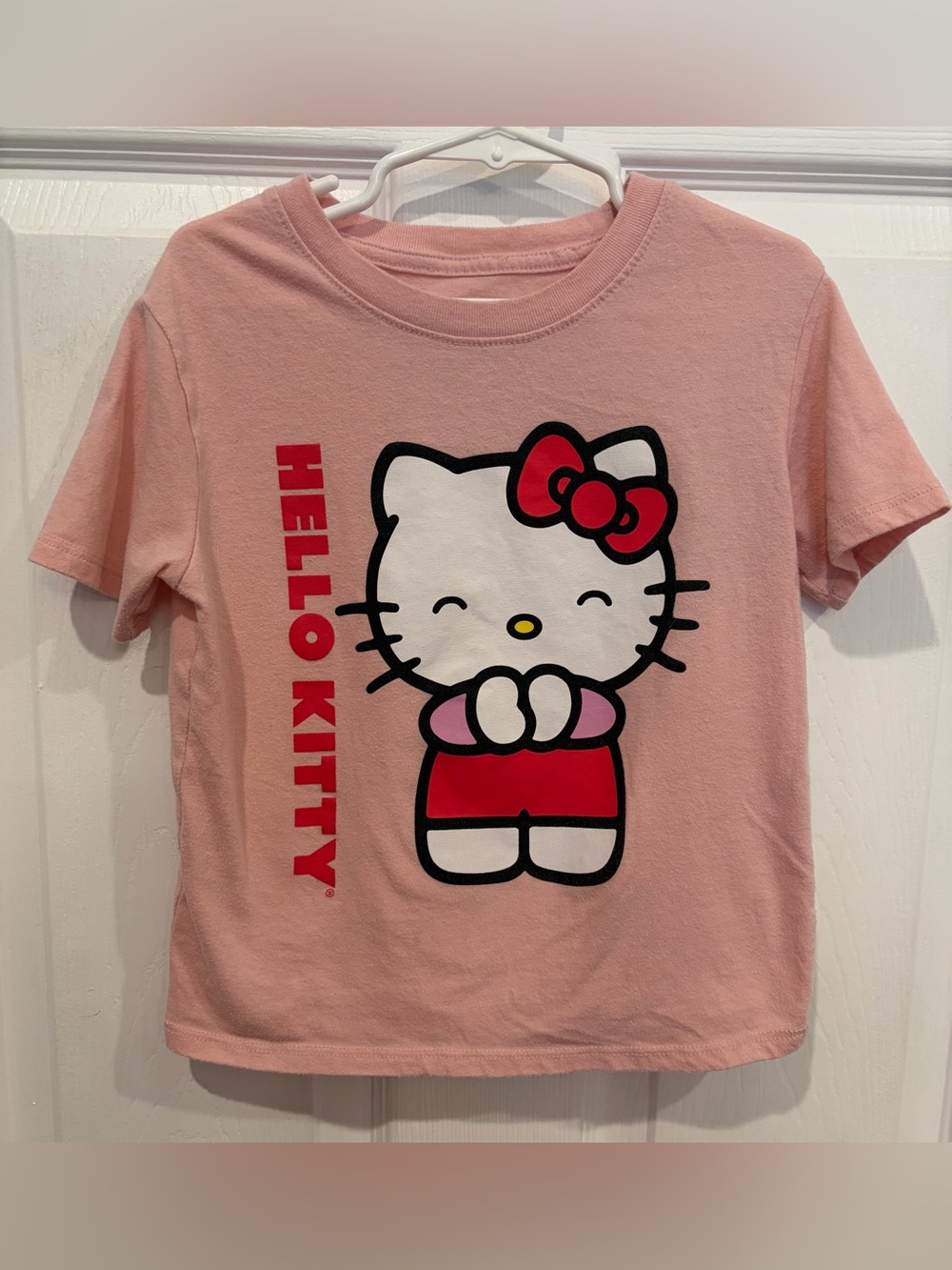 Hello Kitty T-Shirt Girls Pink Short Sleeve, Size 7